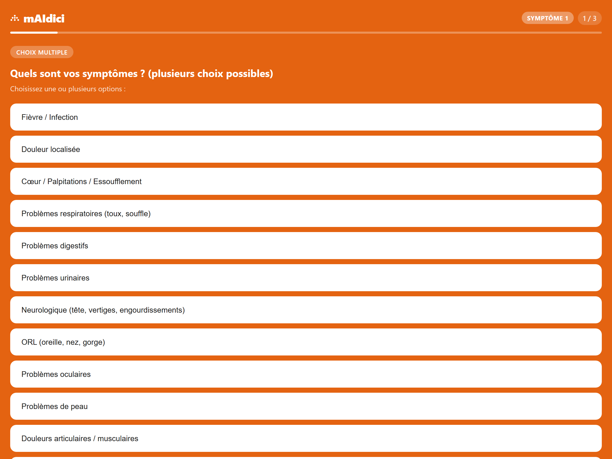 Questionnaire de triage patient mAIdici